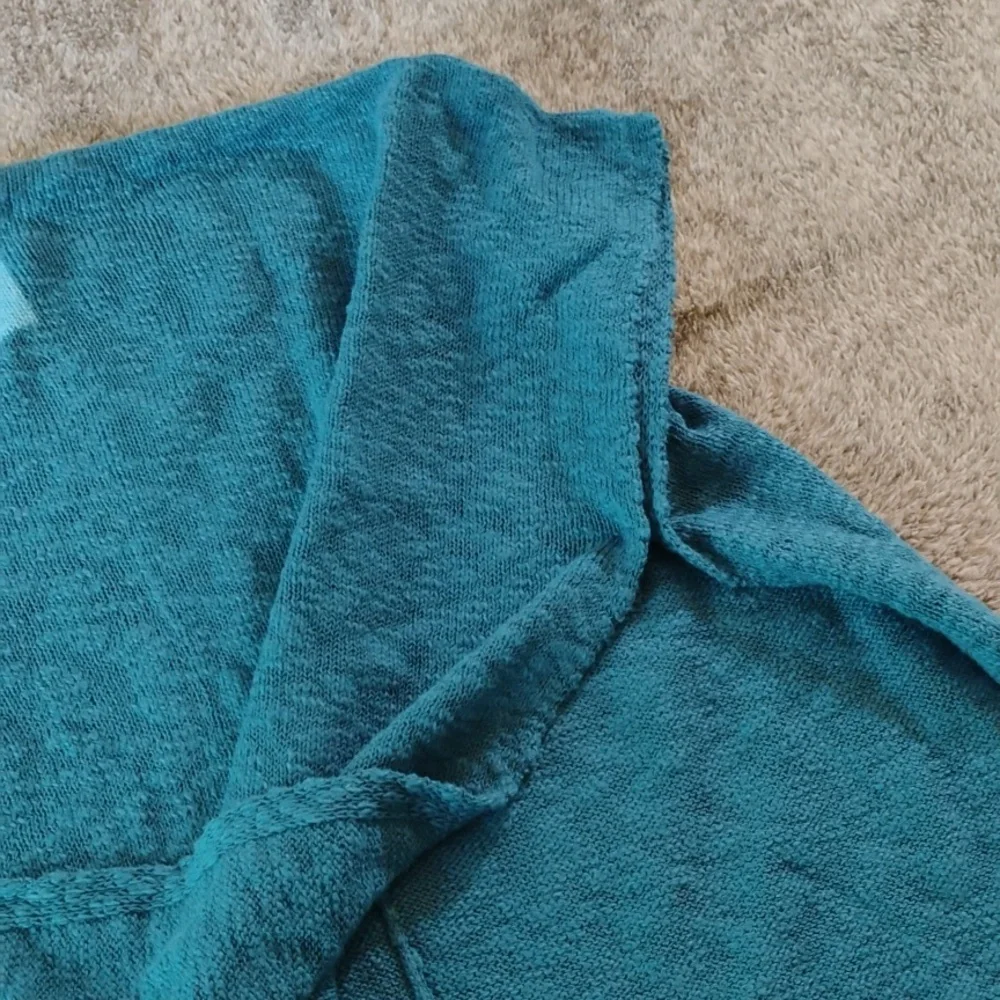 Indigenous Teal And Turquoise Organic Cotton Poncho New Without Tags